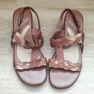 Thom McAnn Braided Metallic Open Toe Wedge Sandals Size 10W